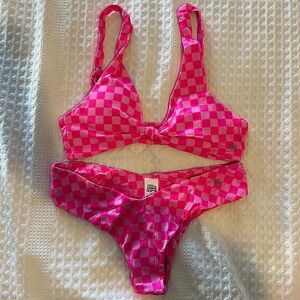Salty honey pink checkered bikini